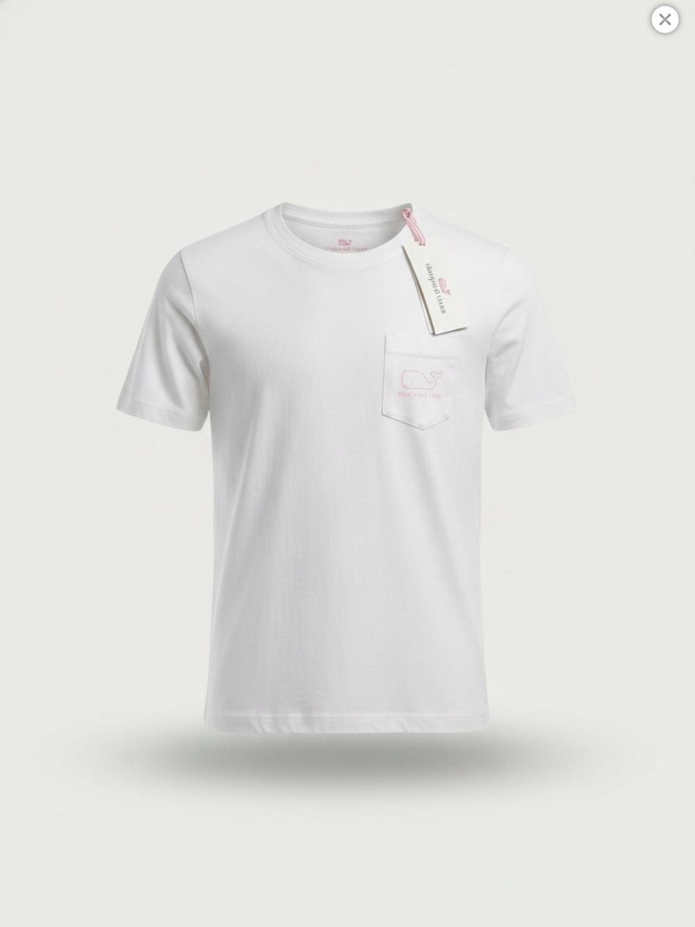 Vineyard Vines Kids White Pocket Tee with Whale Logo